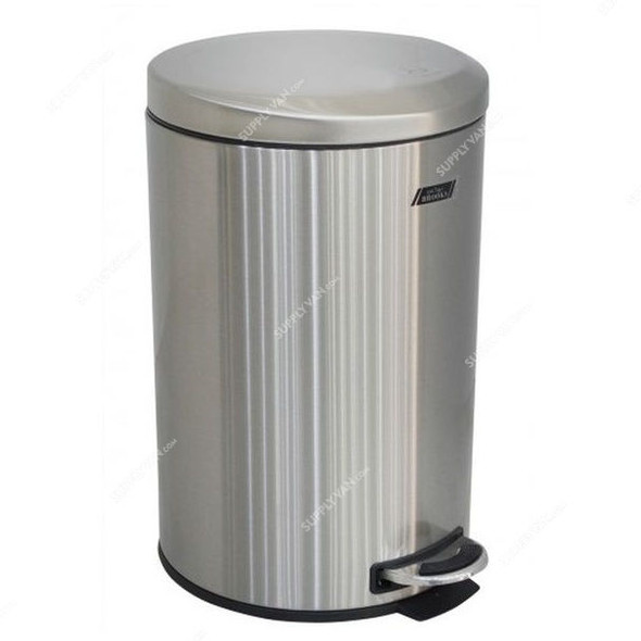 Brooks Pedal Bin With Moon Lid, BKS-SS-093, Stainless Steel, 12 Ltrs, Silver