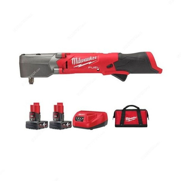 Milwaukee Right Angle Impact Wrench Kit, M12FRAIW38-402B, Fuel, 12V, 5 Pcs/Kit