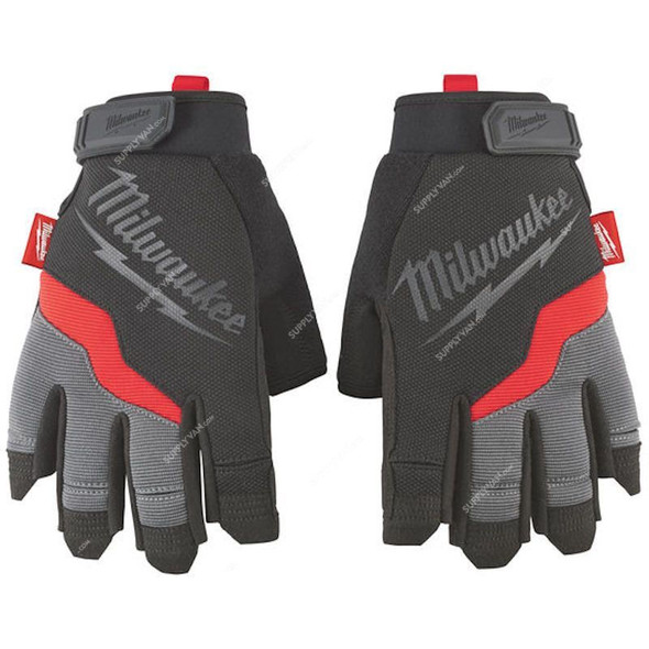 Milwaukee Fingerless Gloves, 48229742, L, Black