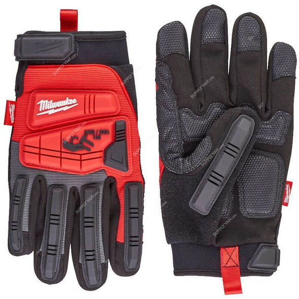 Milwaukee Impact Demolition Gloves, 4932471909, L, Black/Red