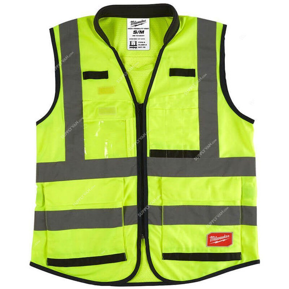 Milwaukee Premium High-Visibility Vest, 4932471895, S/M, Yellow