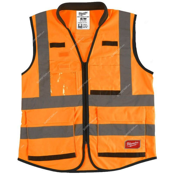 Milwaukee Premium High-Visibility Vest, 4932471898, S/M, Orange