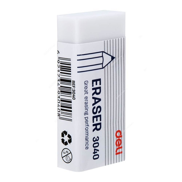 Deli Eco-PVC Eraser, E3040, 64 x 24MM, White