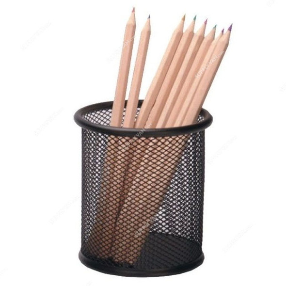 Fis Wire Mesh Round Pen Holder, FSPHB8802, 9 X 9.8CM, Black