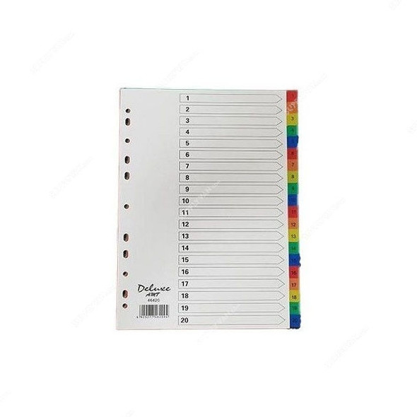 Deluxe Color Divider With Number, AMT-46420, PVC, A4, 20 Tab