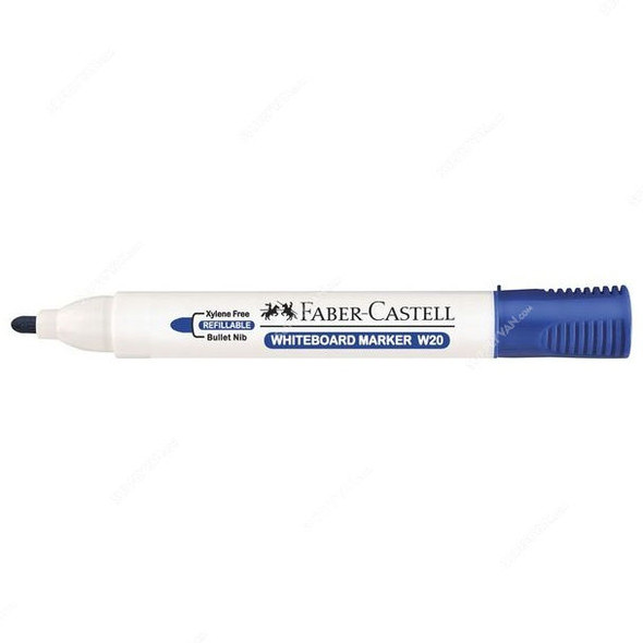 Faber-Castell Refillable Whiteboard Marker, W20, 2.25MM, Blue, 10 Pcs/Pack