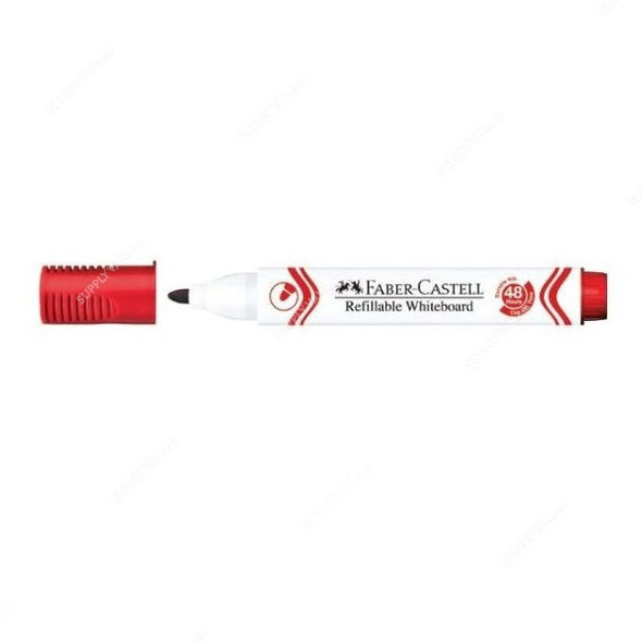 Faber-Castell Refillable Whiteboard Marker, W20, 2.25MM, Red, 10 Pcs/Pack