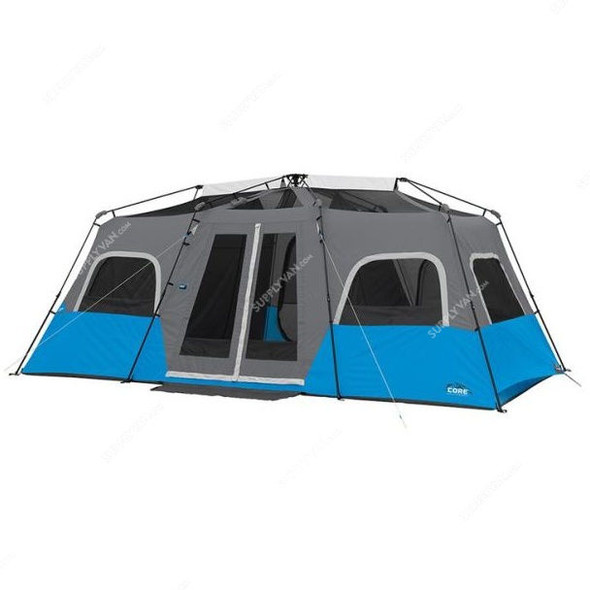 Core Equipment Lighted Instant Cabin Tent, SHGT-C-40064, 18 x 10 Feet, 12 Person, Grey/Blue