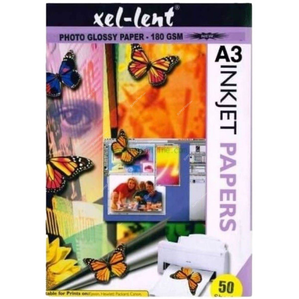 Xel-lent Glossy Paper, A3, 180 GSM, 50 Sheets/Pack