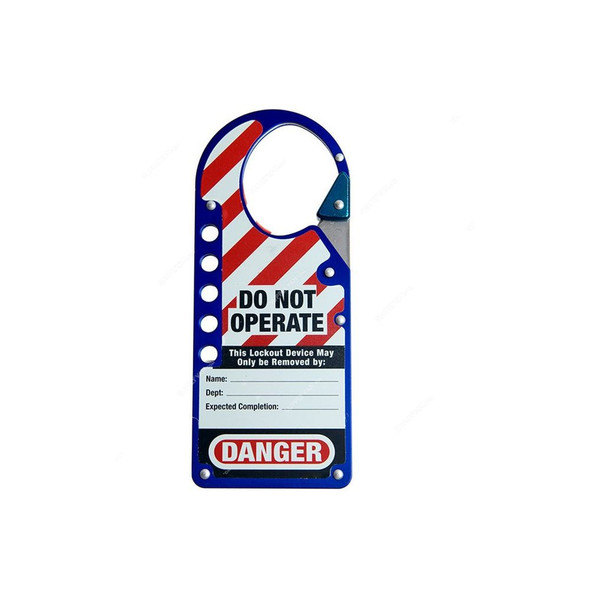 Loto-Lok Lockout Hasp With Snap-On Clip, HSP-MST-724B, Aluminium, 44.5 x 54MM, Blue
