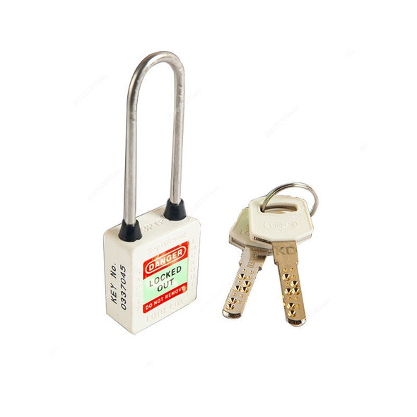 Loto-Lok Three Point Traceability Lockout Padlock, 3PTPWKDL80, Nylon and Stainless Steel, 80 x 5MM, White