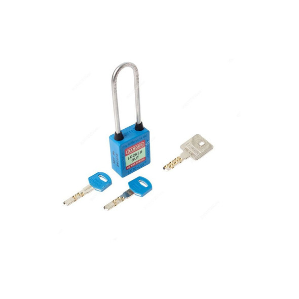 Loto-Lok Three Point Traceability Lockout Padlock, 3PTPBKDMKL80, Nylon and Stainless Steel, 80 x 5MM, Blue