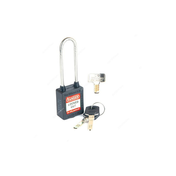 Loto-Lok Three Point Traceability Lockout Padlock, 3PTPNKDMKL80, Nylon and Stainless Steel, 80 x 5MM, Noir