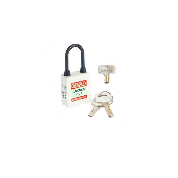 Loto-Lok Three Point Traceability Lockout Padlock, 3PTPWKDMKN40, Nylon, 40 x 5MM, White