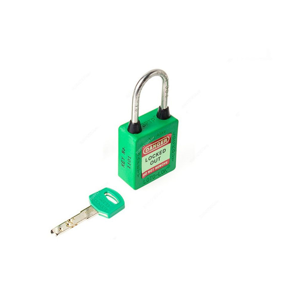 Loto-Lok Three Point Traceability Lockout Padlock, 3PTPGKAR40, Nylon and Stainless Steel, 40 x 5MM, Green