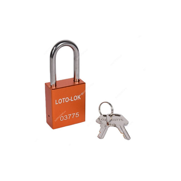 Loto-Lok Lockout Padlock, PD-ALORKDS38, Aluminium and Stainless Steel, 38 x 6MM, Orange