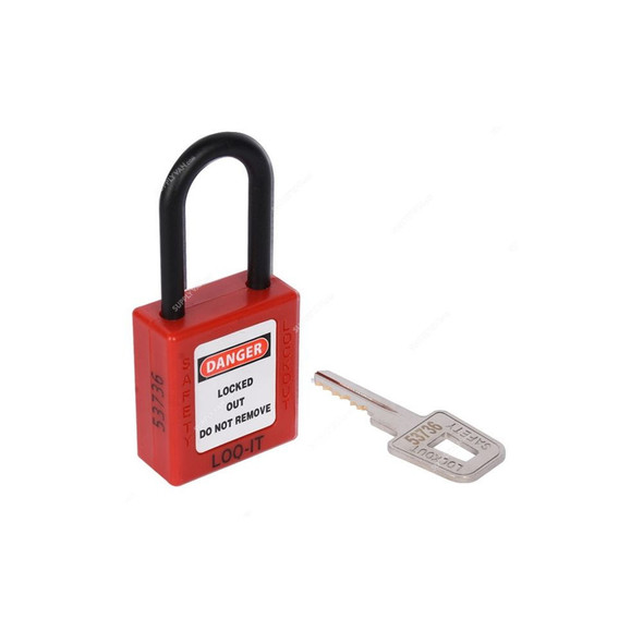 Loq-It Contractor Lockout Padlock, PD-LQRDKDN38, Nylon, 38 x 6MM, Red