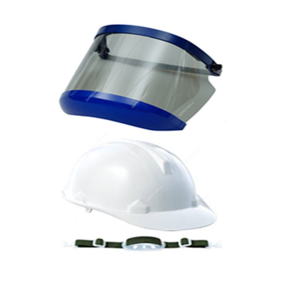 Blue Eagle Face Shield With Safety Helmet, ARC-FCA8plusHR36WH, White/Grey