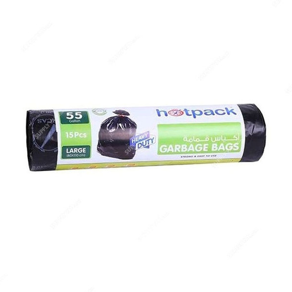 Hotpack Garbage Bag Roll, 80 x 110CM, Black, 15 Pcs/Pack