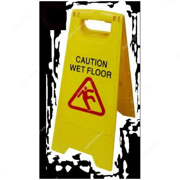 Moonlight Caution Wet Floor Board, Plastic, Yellow