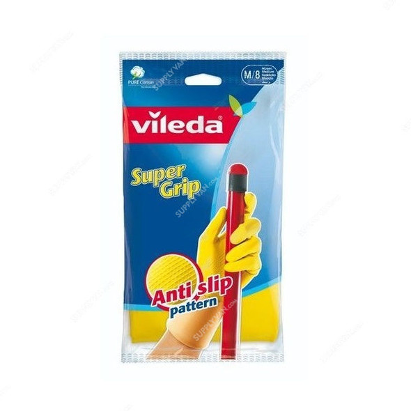 Vileda Supergrip Anti Slip Glove, M, Yellow