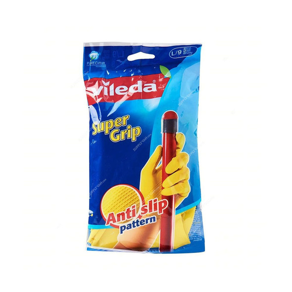 Vileda Supergrip Anti Slip Glove, L, Yellow