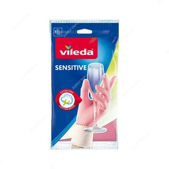 Vileda Sensitive Delicate Hand Gloves, L, Pink