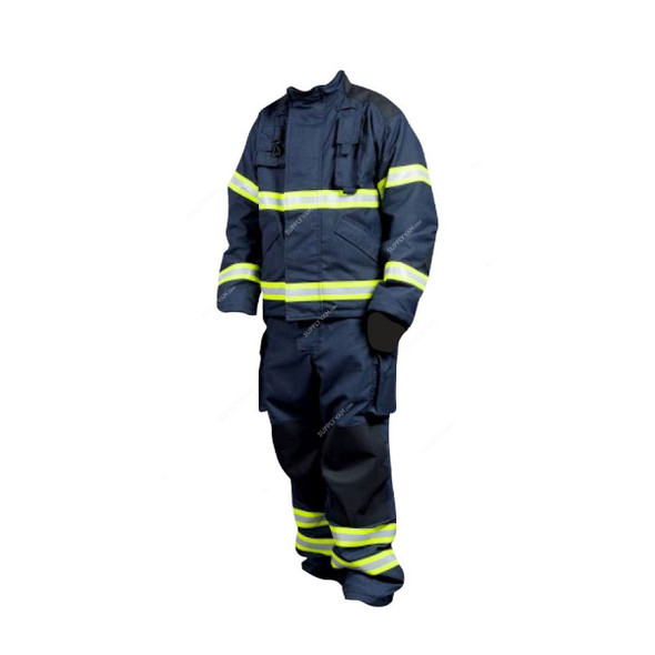 Naffco Fire Fighting Suit, Aquila Fire 1, Nomex, 3XL, Navy Blue/Gold