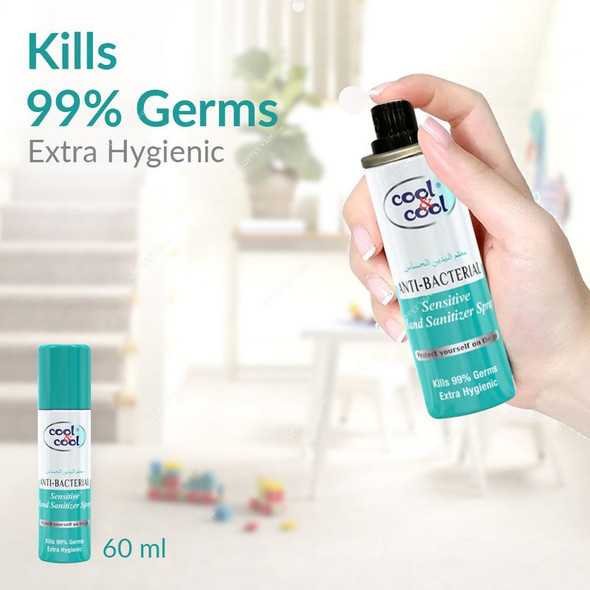 Cool and Cool Sensitive Hand Sanitizer Spray, 60ML
