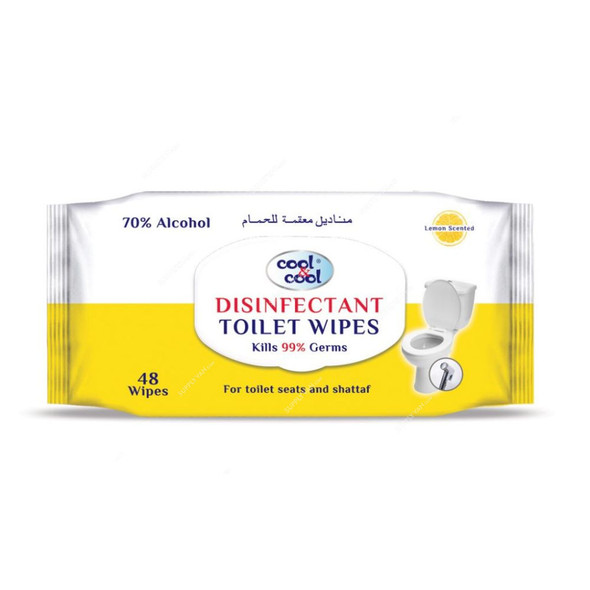 Cool and Cool Disinfectant Toilet Wipes, 48 Pcs/Pack