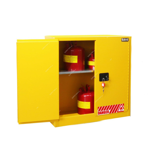 SAI-U Flammable Safety Cabinet, SC0030Y, Double Door, 30 Gallon, Yellow