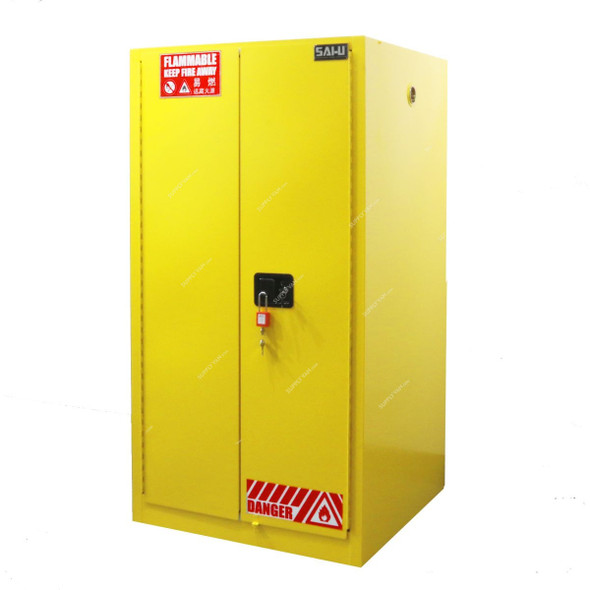 SAI-U Flammable Safety Cabinet, SC0060Y, Double Door, 60 Gallon, Yellow