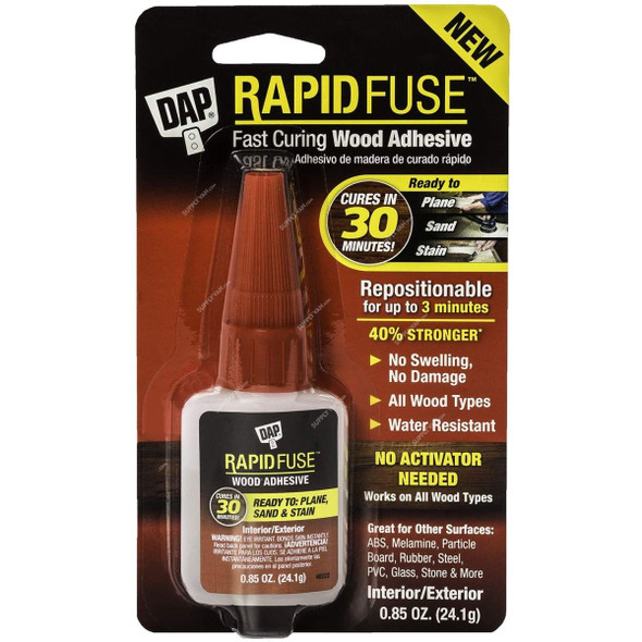 Dap Rapid Fuse Wood Adhesive, 00156, 24.1GM, Clear