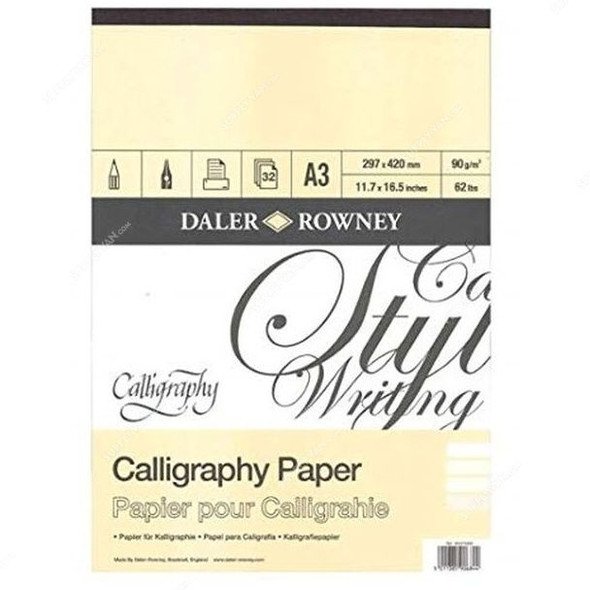 Daler Rowney Calligraphy Paper Pad, 403375300, A3, 90 GSM, 32 Sheets, 297 x 420MM, White
