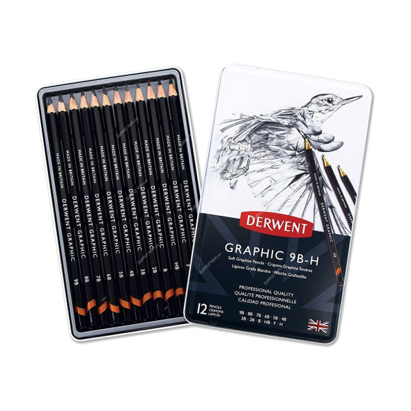 Derwent Soft Graphic Pencil Set, 34215, 12 Pcs/Set