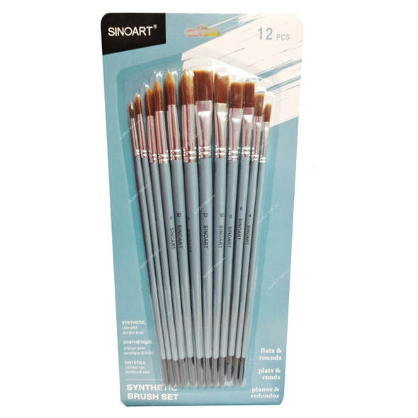 Sinoart Synthetic Brush Set, SFB0268, Long Handle, 12 Pcs/Set