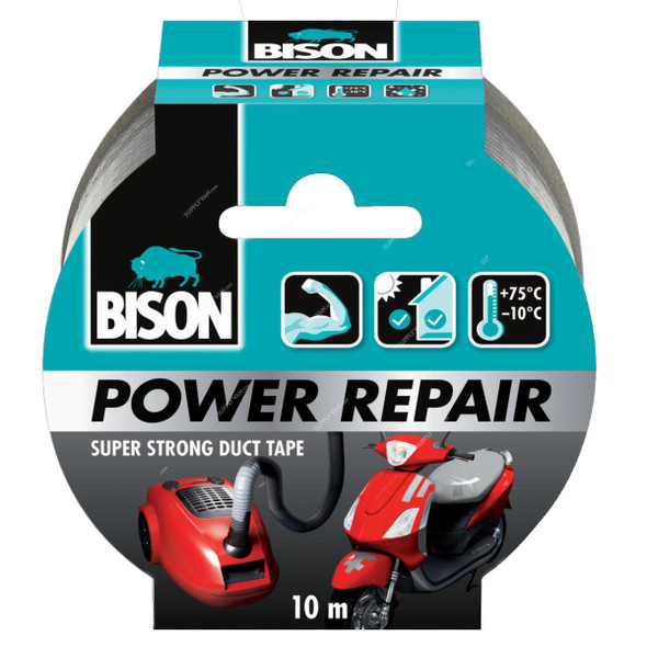 Bison Power Repair Duct Tape, 6311855, 10 Mtrs x 48MM, Grey