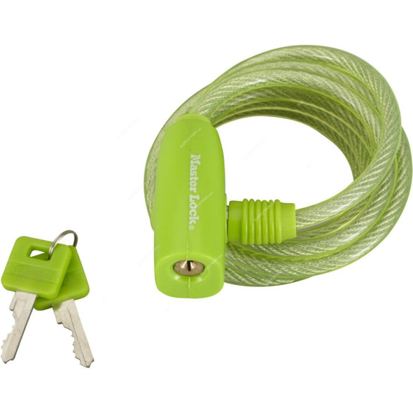 Master Lock Keyed Spiral Cable Lock, 8212EURDPRO, Green