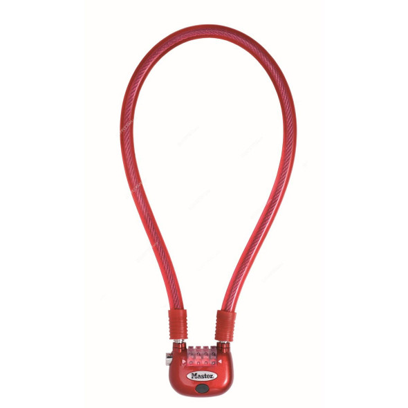 Master Lock Cable With Code Lock, ML8213EURDPRO, Braided Steel, 60CM x 12MM, Red