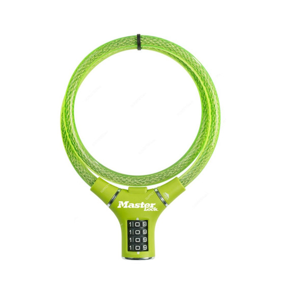 Master Lock Set-Your-Own Combination Cable Lock, ML8229EURDPROCOL, Braided Steel, 90CM x 12MM, Green