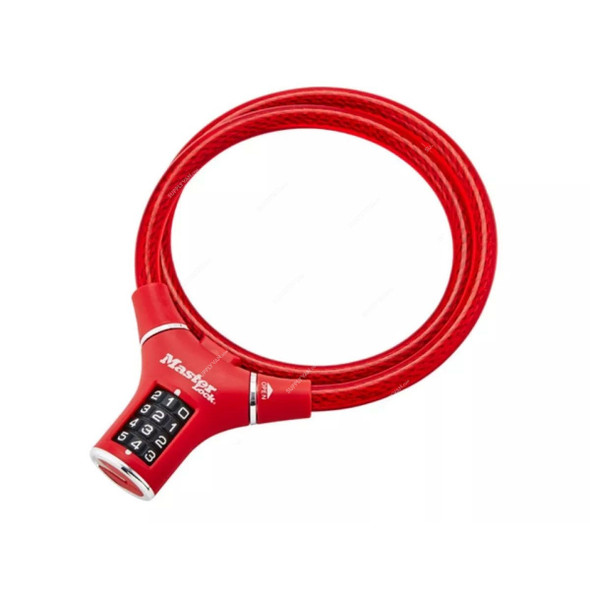 Master Lock Set-Your-Own Combination Cable Lock, ML8229EURDPROCOL, Braided Steel, 90CM x 12MM, Red