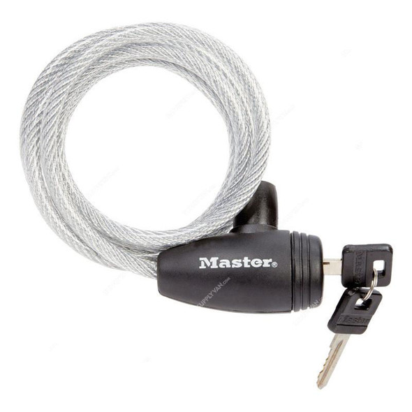 Master Lock Keyed Cable Lock, 8127EURTRI, Vinyl and Steel, 1.8 Mtrs x 8MM, Clear