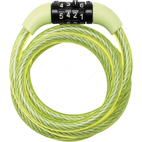Master Lock Fixed Combination Cable Lock, 8143EURDPROCOL, Vinyl and Steel, 1.2 Mtrs x 8MM, Green