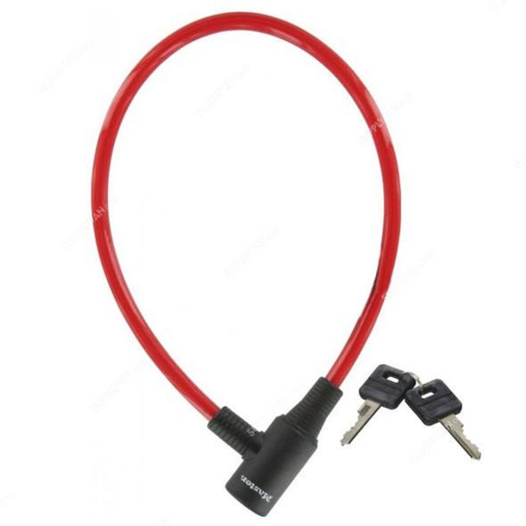 Master Lock Keyed Cable Lock, 8169EURDPRO, Vinyl and Steel, 65CM x 8MM, Red