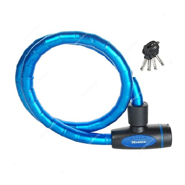 Master Lock Keyed Armoured Cable Lock, 8228EURDPRO, Vinyl and Steel, 1 Mtr x 18MM, Blue