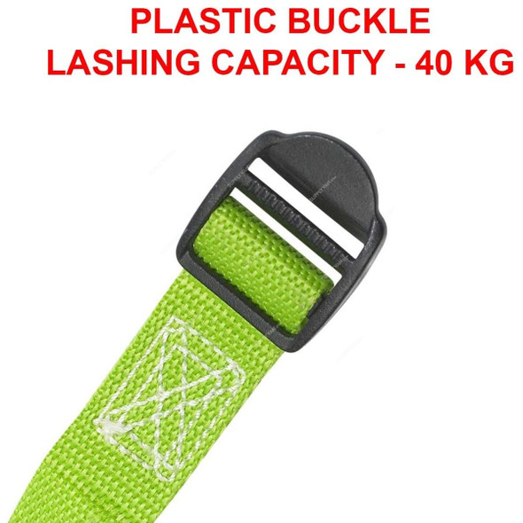Master Lock Lashing Strap With Plastic Buckle, ML3004EURDATCOL, 1.2 Mtrs x 25MM, 40 Kg, Green, 2 Pcs/Pack