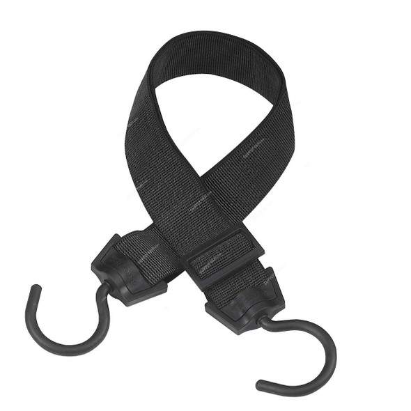 Master Lock Flat Bungee Cord With Giant Rotative Hook, ML3245EURDAT, 0.6-1.2 Mtrs x 40MM, 50 Kg, Black