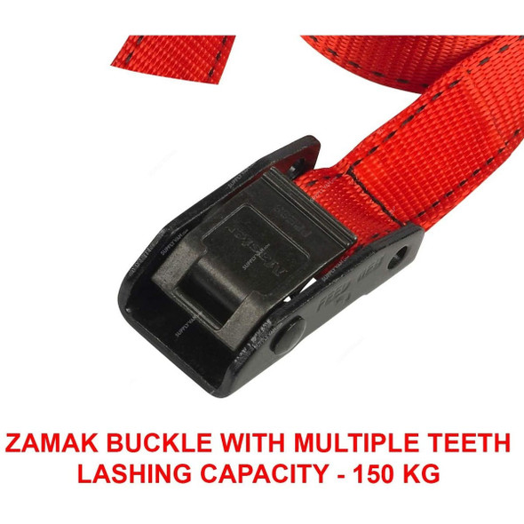 Master Lock Lashing Strap With Zamac Buckle, ML3379EURDATCOL, 5 Mtrs x 25MM, 150 Kg, Red, 2 Pcs/Pack