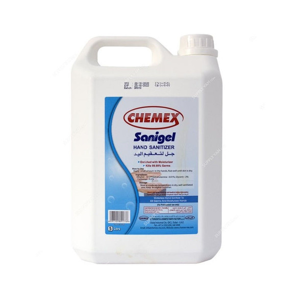 Chemex Sanigel Hand Sanitizer Gel, 5 Ltrs