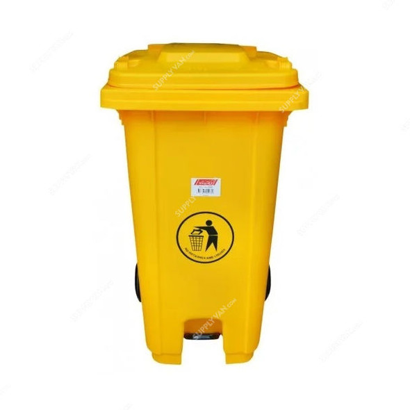 Brooks Pedal Waste Bin, BKS-PDL-090, 240 Ltrs, Yellow